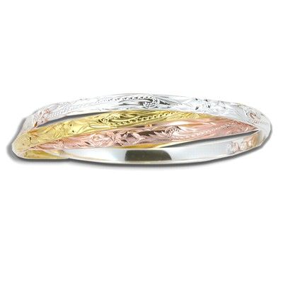 Sterling Silver Hawaiian Tri-color Eternity Bangle