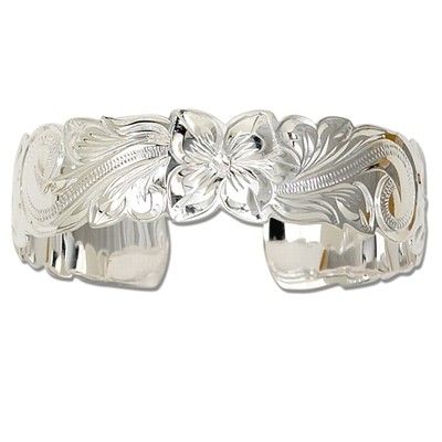 Sterling Silver 18mm Hawaiian Cut-out Cuff Bangle