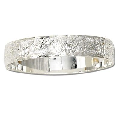 Sterling Silver 12mm Hawaiian Sea Turtle Design Bangle with Plain Edge 