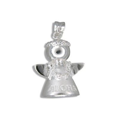 Sterling Silver Hawaiian Angel with 'ALOHA' Design Pendant (L)