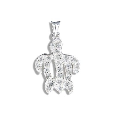 Sterling Silver Hawaiian HONU with CZ Pendant