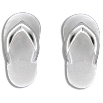 Sterling Silver Sand Finished Hawaiian Slipper Pierced Earrings