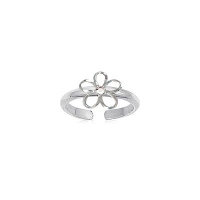 Sterling Silver 8MM Hawaiian Plumeria with Swarovski Crystal Toe Ring