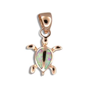 Sterling Silver Hawaiian Honu Pink Opal Pendant (S)