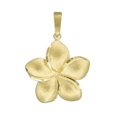 14kt Yellow Gold Hawaiian Plumeria 22mm Pendant