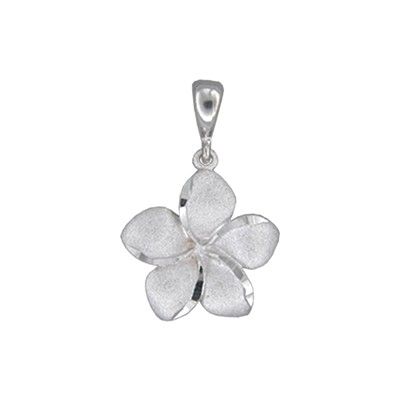 14kt White Gold Hawaiian Plumeria 15mm Pendant