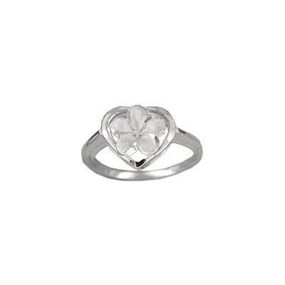 14kt White Gold Plumeria Heart Ring