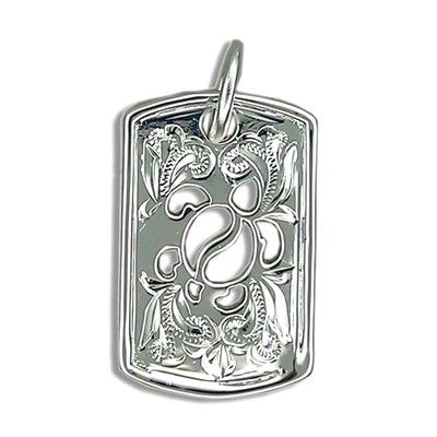 Fine Engraved Sterling Silver Men's Cut-In Hawaiian HONU Dog Tag Pendant