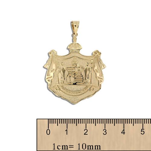 14KT Yellow Gold Hawaiian 30mm Coat of Arms Pendant