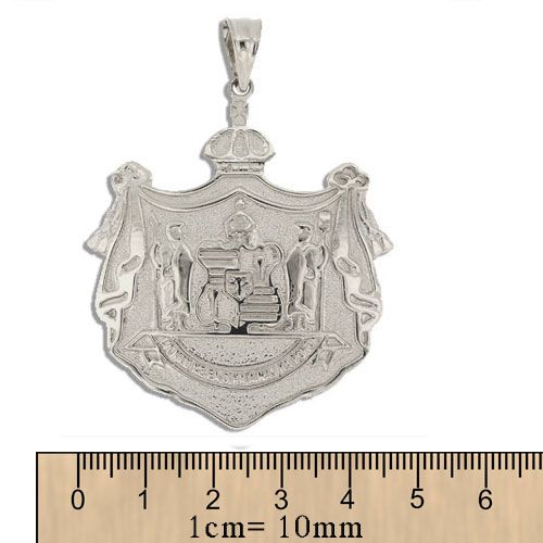 Sterling Silver Hawaiian 45mm Coat of Arms Pendant