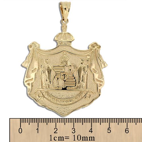 14KT Yellow Gold Hawaiian 50mm Coat of Arms Pendant