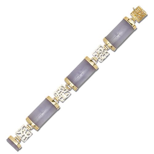 14KT Yellow Gold Chinese Characters with Lavender Jade Bracelet