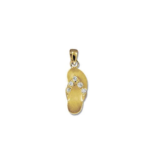 14kt Yellow Gold Hawaiian Slipper with CZ Pendant