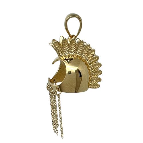 14KT Yellow Gold Hawaiian Warrior Helmet Pendant (XL)