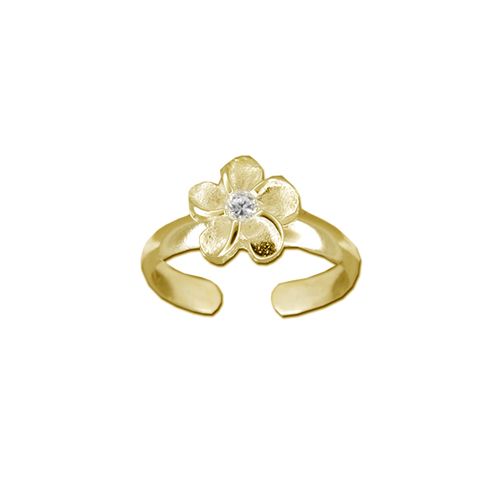 14kt Yellow Gold Hawaiian 7mm Plumeria Flower Toe Ring 