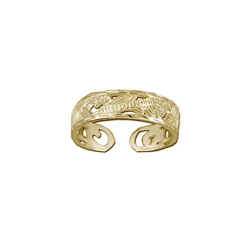 14kt Gold Hawaiian 5mm Cut-in Plumeria Scroll Toe Ring