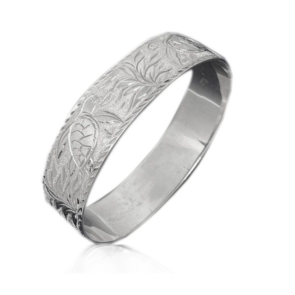 Sterling Silver Hawaiian Custom Made  Bangle with Sea Turtles of Hawaii Design