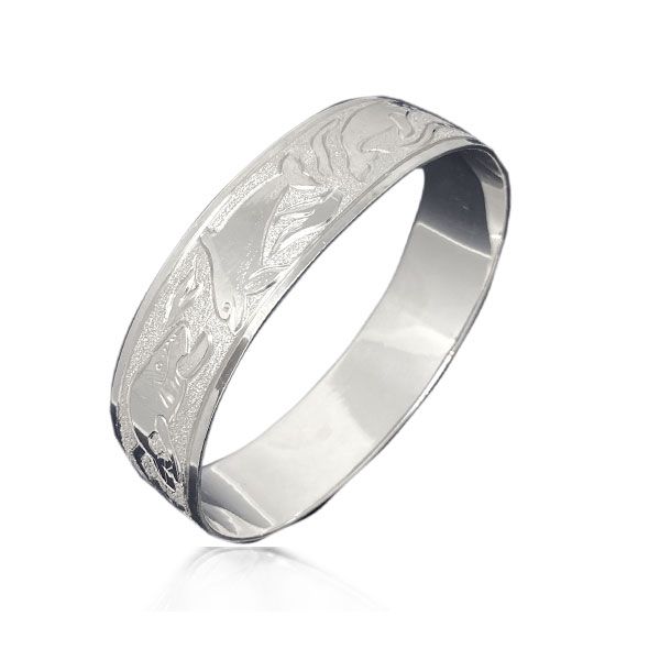 Sterling Silver Hawaiian Custom Made  Bangle with Sea Life of Hawaii Design