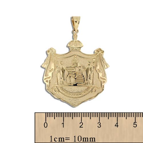 14KT Yellow Gold Hawaiian 35mm Coat of Arms Pendant