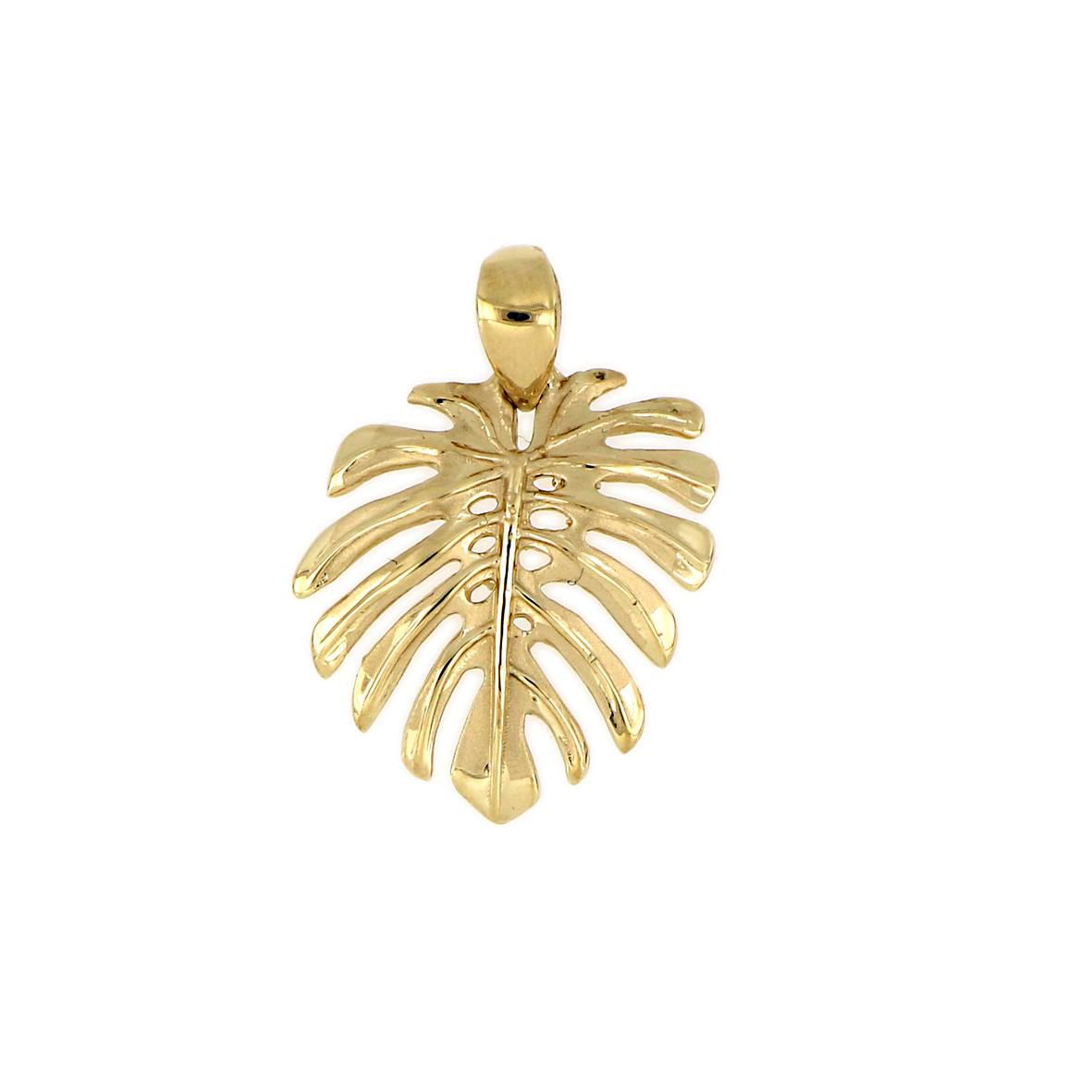 14KT Yellow Gold Hawaiian Monstera Leaf Pendant (M)