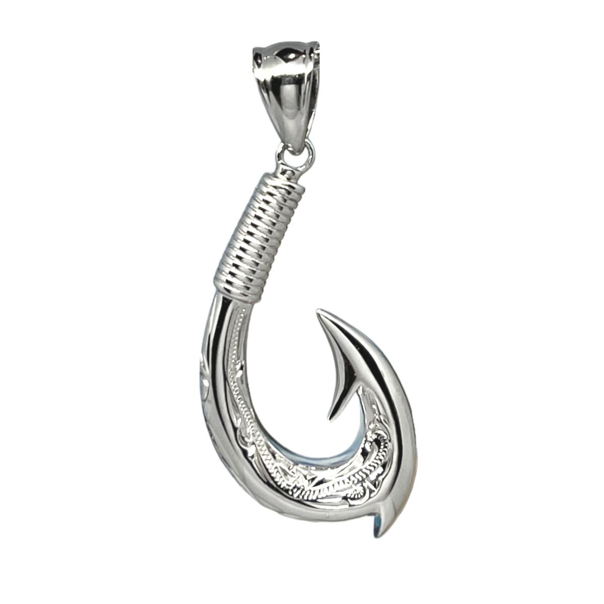 Sterling Silver Hand Carved Hawaiian Fish Hook Cremation Urn Ash Holder