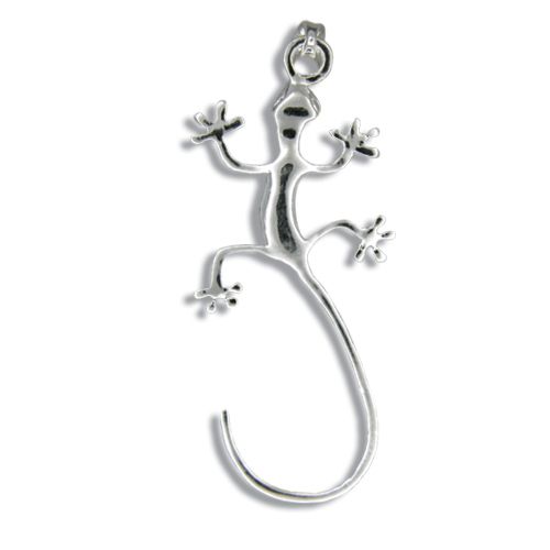 Sterling Silver Hawaiian Long Tail Lucky Gecko Pendant