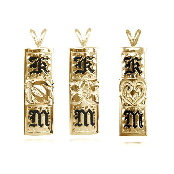 14K Yellow Gold Double Initial Hawaiian Pendant